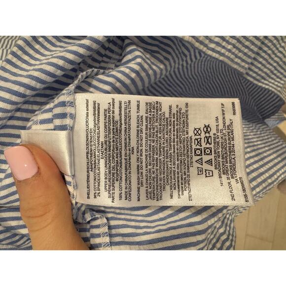 Brooks Brothers Regency Seersucker Sundress White Blue Size 12 Stretch Cotton - Picture 8 of 9